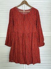 Old Navy Women’s Floral Shift Long Sleeve Dress Casual Red Size Medium