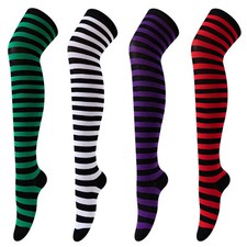 Autumn Winter Color Striped Stockings Japanese Over Socks Fashion Women Kee