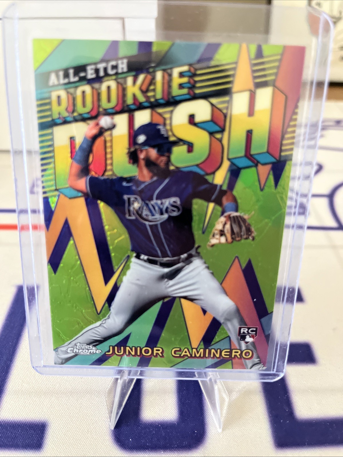 Junior Caminero #CERR-12 Baseball Cards 2024 Topps Chrome All Etch Rookie Rush trading card — raw and PSA graded price guide