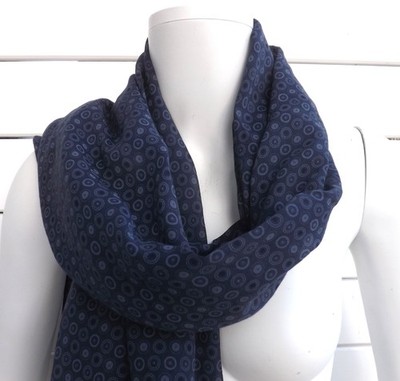 Schal  MADE IN ITALY Damen Langschal Tuch mit Seide dunkelblau 32