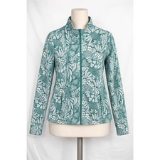 Tommy Bahama Golf  Tennis Womens Teal White Tropical Floral Full Zip Jacket M