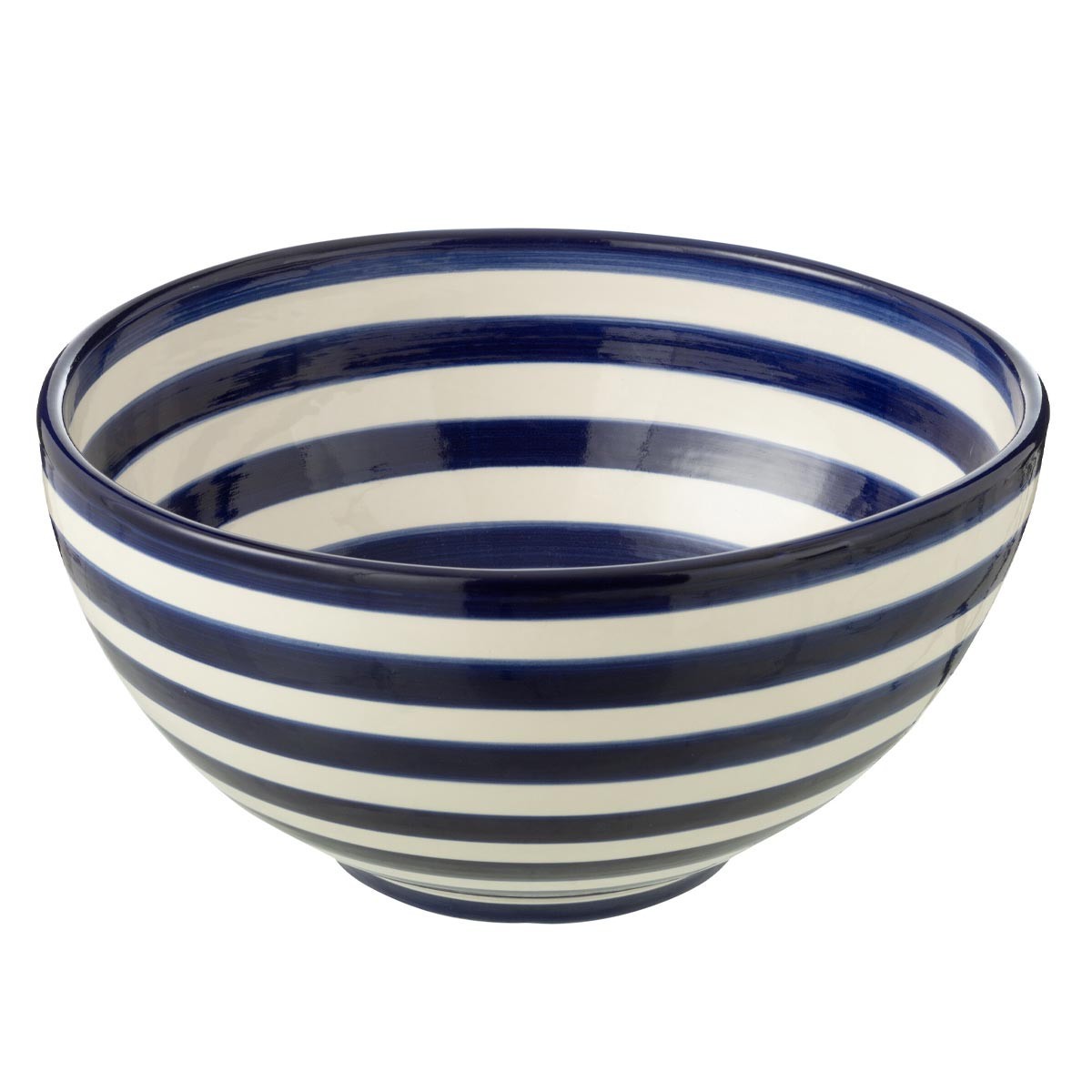 Saladier en céramique Granada Rayure 28cm bleu cobalt pour mélanger sans déborder