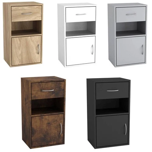 Wooden Bedside Table Nightstand 1 Drawer 1 Door Storage Cupboard Bedroom Cabinet
