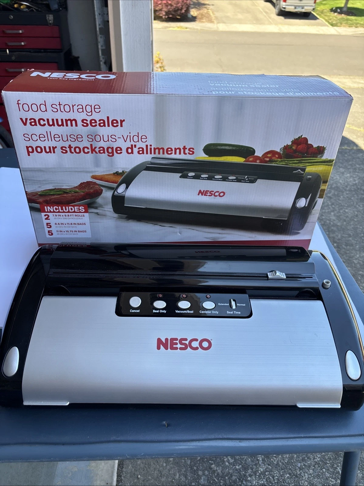NESCO VS-02 Food Storage Vacuum Sealer - Black UNUSED, Machine Only, No Bags