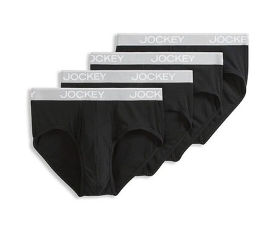 Jockey Essentials Mens 4Pack Lightweight Breathable Cotton Blend Briefs Black