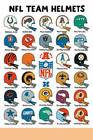 NFL Team Helmets Poster Art Print Metal Sign 12x8in Vintage Old aq