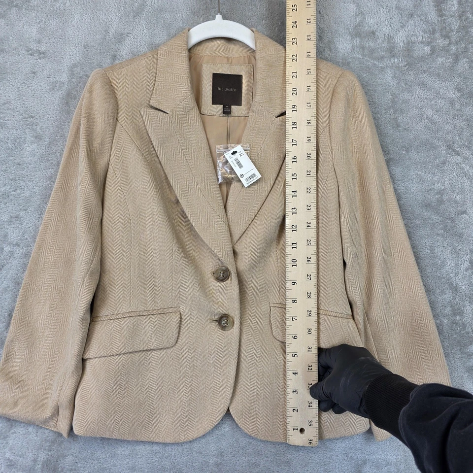 Blazer The Limited para mujer XS beige tostado espiga dos botones forrado traje de carrera Foto 4 de 4