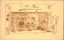 Smith's Castle Wickford Rhode Island ~ 1678 Colonial kitchen artist rendering