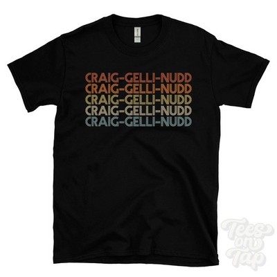 CRAIG-GELLI-NUDD REPEATED RETRO STYLE T-SHIRT mens & womens uk place name gift