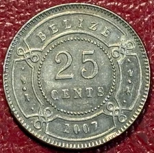 HIGH GRADE AU 2007  BELIZE 25 CENTS FOREIGN COIN-DEC253