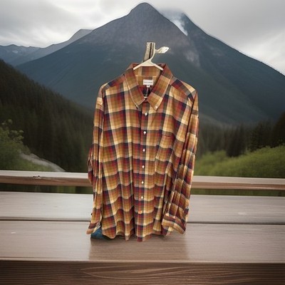 Maus & Hoffman Shirt Mens 3xl Dad Button Down Multicolor Plaid Long Sleeve USA