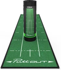 PuttOut Pro Golf Putting Mat GREEN Perfect Your Putting (7.87-feet x 1.64-feet)