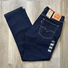 Levi's 514 Straight Fit Jeans Mens 36x32 Blue Dark Wash Low Stretch Denim NWT