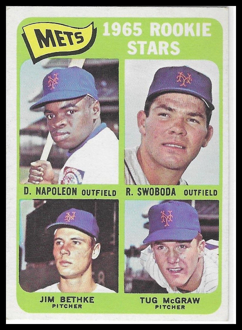 1965 TOPPS METS #533 JIM BETHKE, TUG MCGRAW, RON SWOBODA, DAN NAPOLEON RC