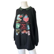 Vintage Worlds Best Shopper Applique Sweatshirt Granny Grandma Collared