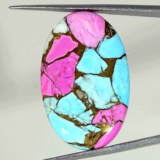 33.00Cts Cotton Candy Pink Copper Turquoise Oval Cabochon Loose Gemstone