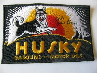 VINTAGE  HUSKY  OIL GAS GASOLINE  PATCH EMBROIDERED  NOS NEW STOCK FREE SHIPPING