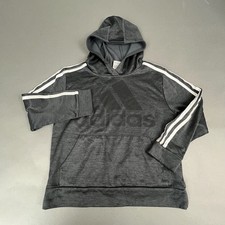 Adidas Hoodie Youth Boys Size Small 8 Black Gray Graphic Logo Pullover Fleece