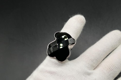 TOUS bear Ring Silver onyx Elegant Jewelry Fashion Accessories stylish E845 - Picture 9 of 10
