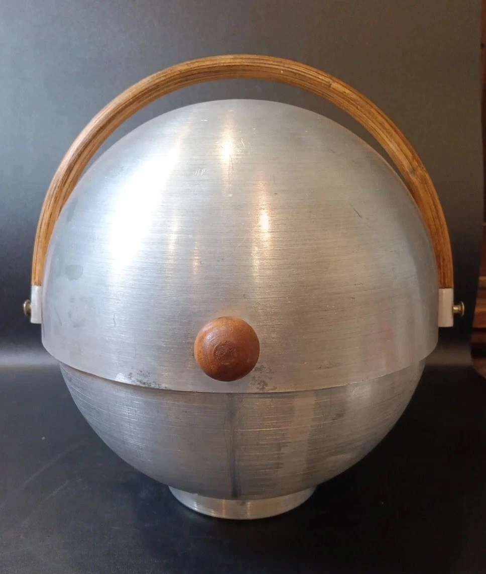 Russel Wright MCM Spherical Bread Box With Wooden Handle And Knob