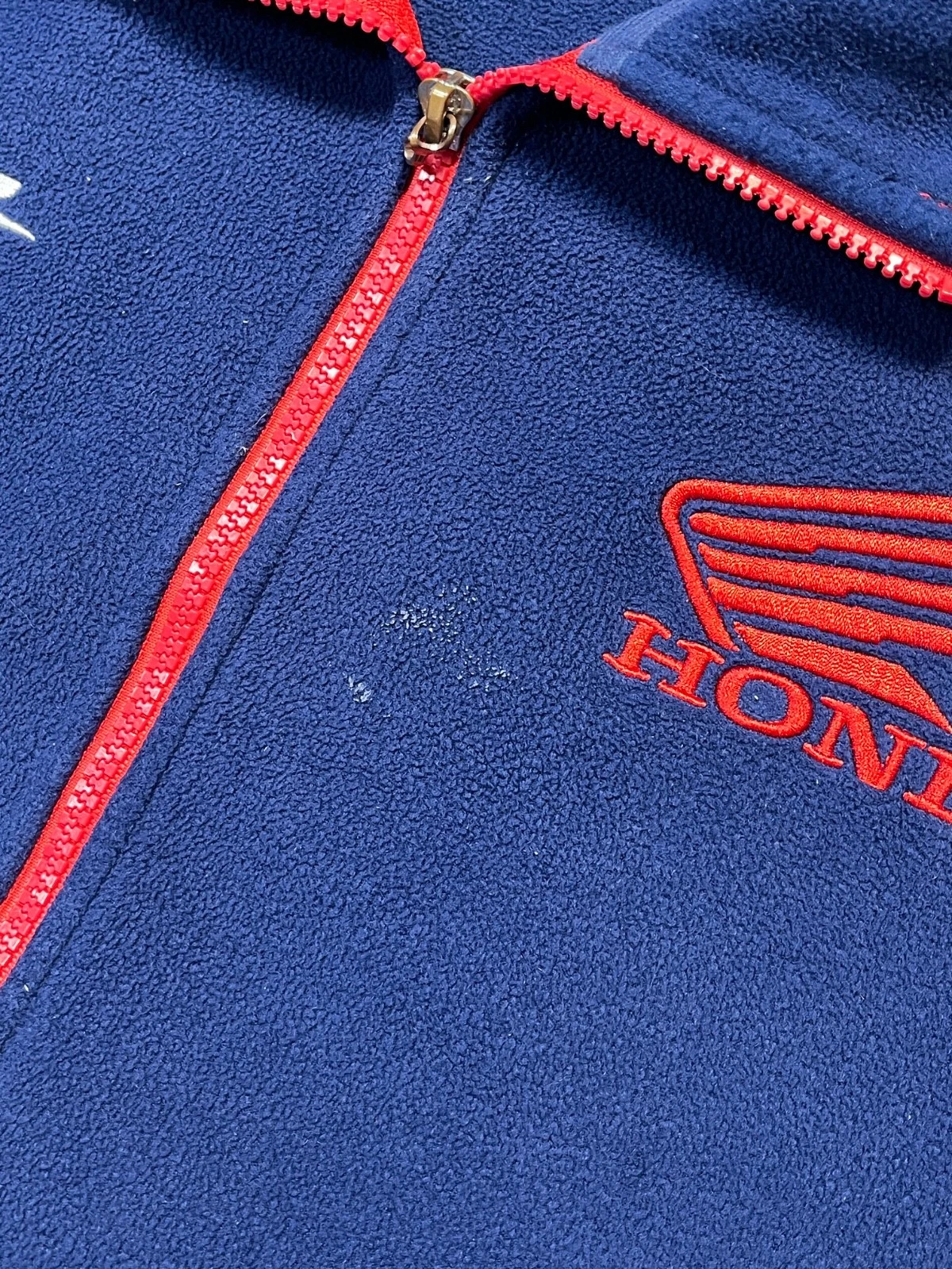 Vtg Honda Motul CBR Fireblade Navy Fleece Jacket Size L Embroidered Logo - product detail image 5