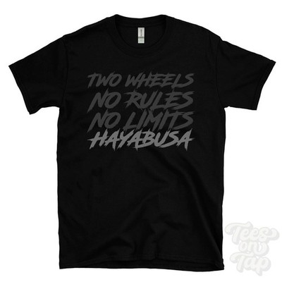 HAYABUSA T-SHIRT - TWO WHEELS NO RULES NO LIMITS Motorrad Biker Geschenk