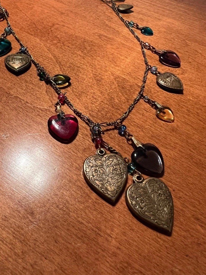 Glass Works Studio Gws Chain Necklace Brass & Colorful Glass Heart View 3
