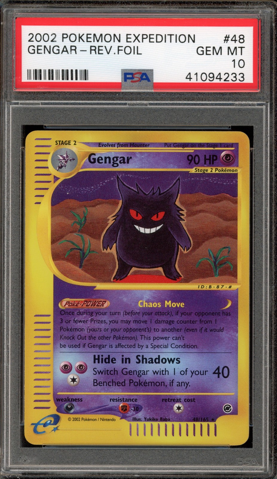 Pokemon Gengar Expedition Reverse Holo Rare #48 PSA 10 Gem Mint