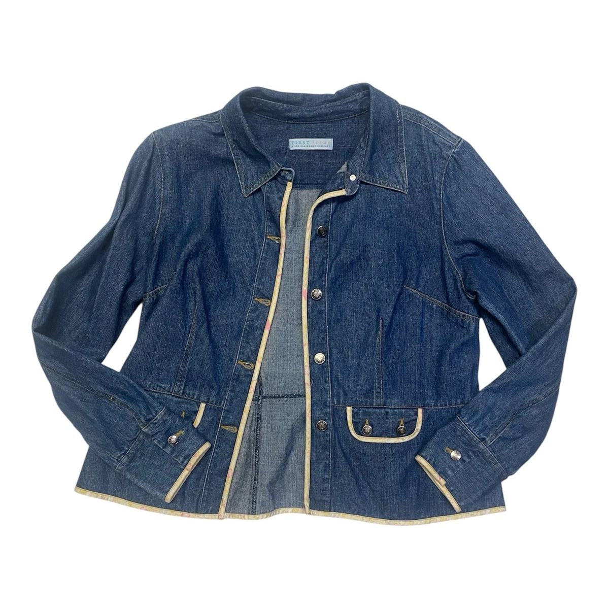 Veste En Jean Liz Claiborne Taille L - Couleur Kaki - Multiples Poches - Occasion Bon état