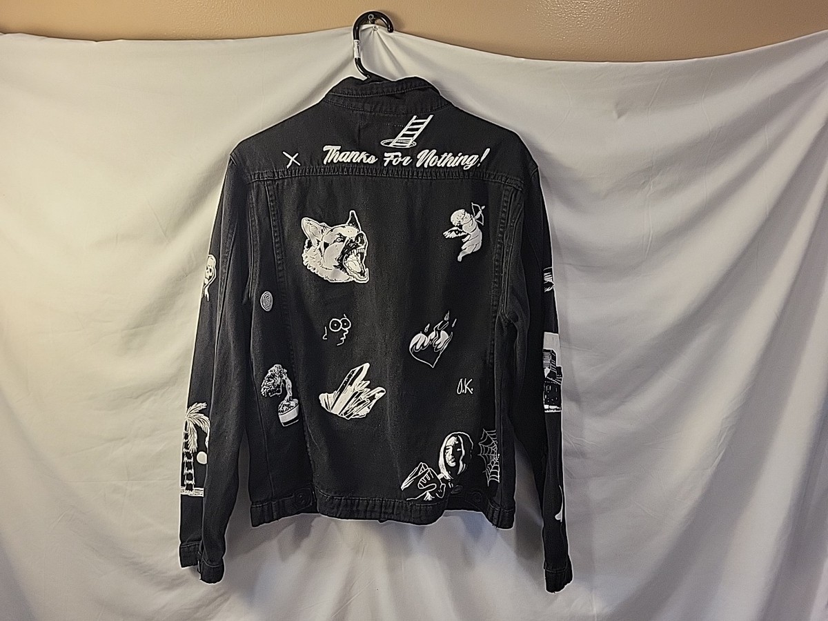 Rue21 Black Denim Y2K Skater Trucker Jacket Gothcore Sz Medium | eBay
