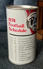 IRON CITY BEER  1974 PITT Panthers Football Schedule SS Tab Top Opened Empty Can