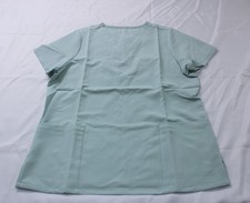 Mandala Womens Solid Short Sleeve 6 Pocket Scrub Top EJ3 Sterling Blue Large NWT