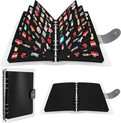 8 Pages Enamel Pin Display Book for Enamel Pins, A5 Pins Collection Storage Orga