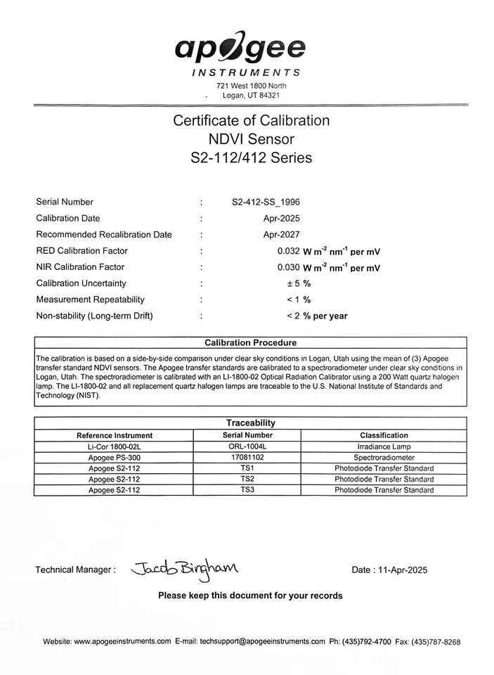 Apogee S2‑412‑SS NDVI Downward Sensor w/ AW‑305‑SS Cable OEM - Image 4 of 4
