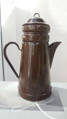 CAFETIERE EMAILLEE ANCIENNE MARRON - Photo 1/4