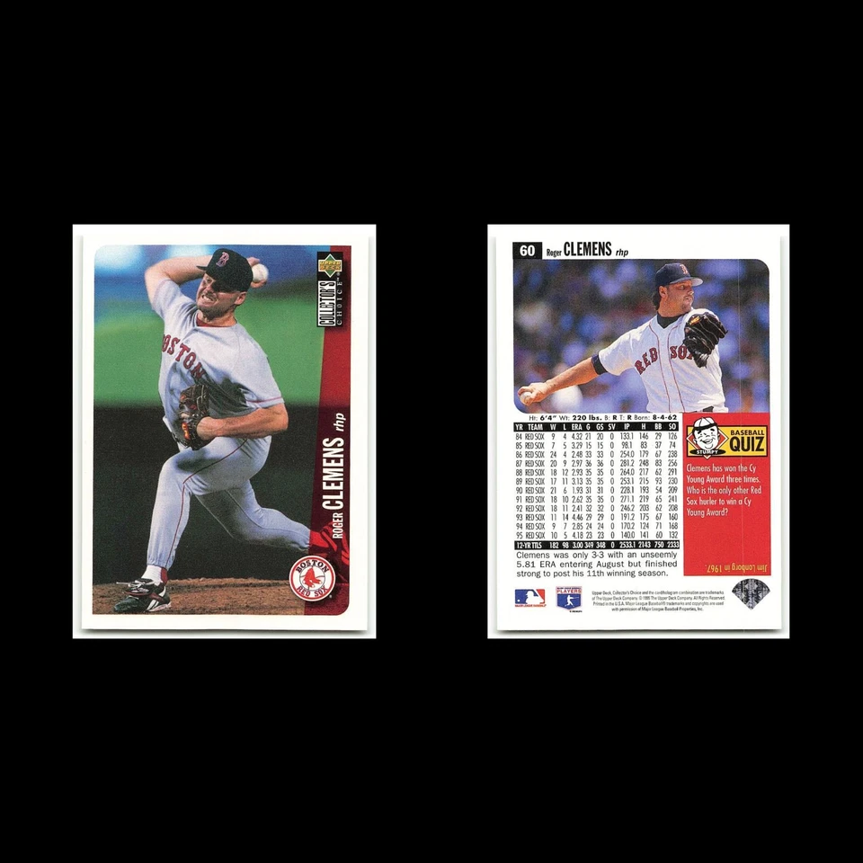 Roger Clemens #60 1996 Collectors Choice Boston Red Sox Baseball Card MLB NM - Image 3 of 3