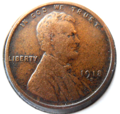 1918 D Lincoln Cent - Better Grade, Low Mintage Wheat Cent (18DTB5)