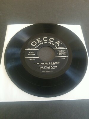 BING CROSBY RARE 45 DECCA HARBOR LIGHTS,ON TREASURE ISLAND,2 OTHERS GOOD TESTED 