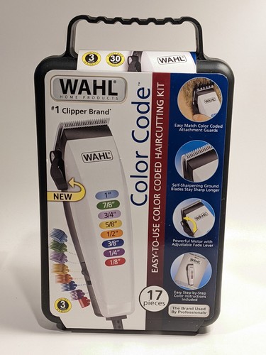 WAHL Color Code 17 Pc Clipper Set White Haircutting Hair Cut Kit FREE 