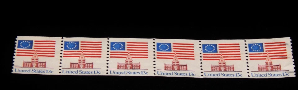 Vintage Stamp,Lot Of 3,UNITED STATES,Coil Strips,Flag,Dog Sled,George Washington - Image 4 of 4