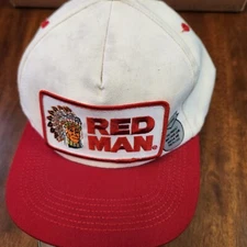 Vintage Red Man Chewing Tobacco Hat Snapback Patch 90s Made in USA Smokeless