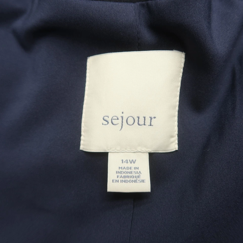 Sejour Womens Blazer size 14W Dark Blue Clasp Closure Minimalist Career - Image 4 of 4