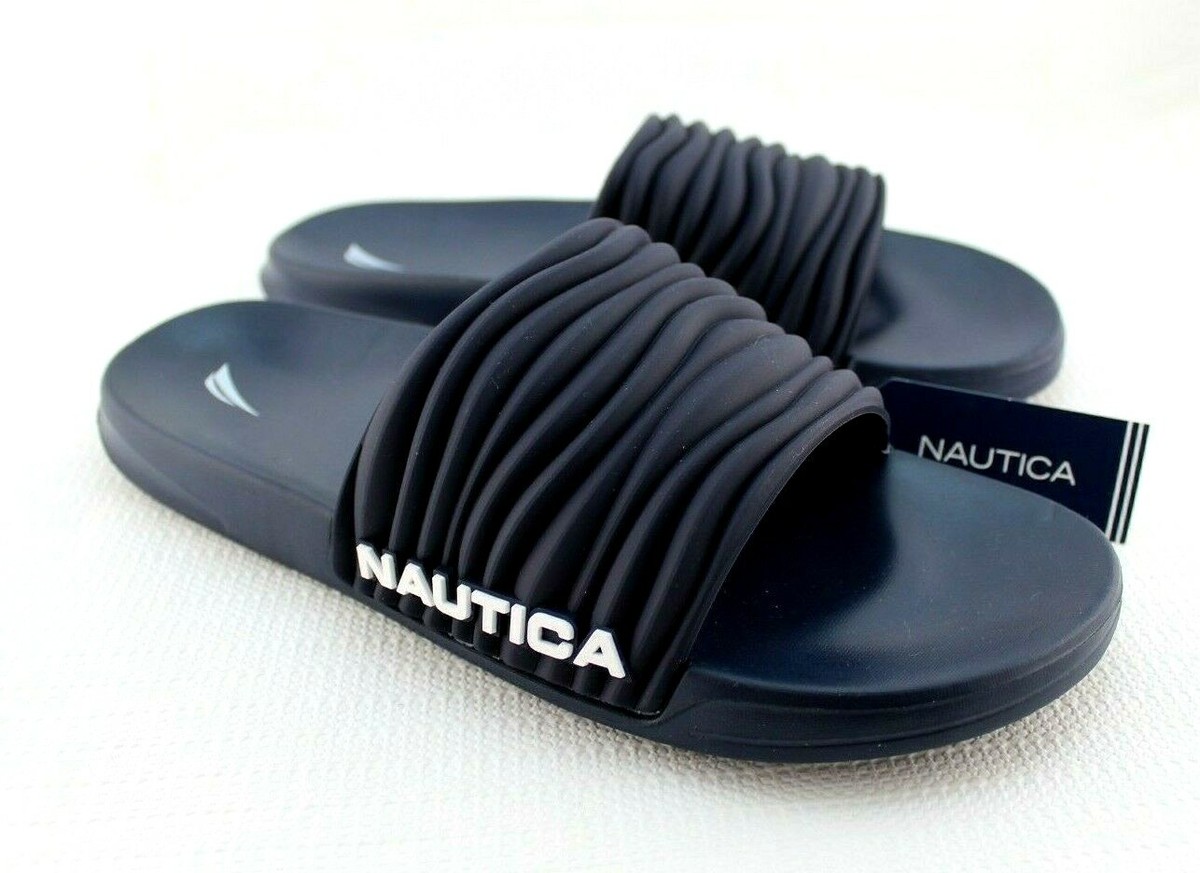 New NAUTICA Loch Size 13 Navy with White Logo Slide Men Slide