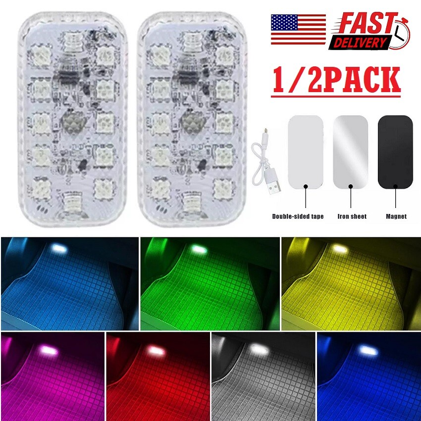 2×Multicolor LED Light Car Atmosphere Ambient Lights Bright Lamp Car Accessories