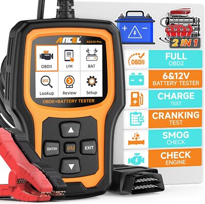 ANCEL AD410 Pro+ 2 in 1 OBD2 Scanner Battery Tester Diagnostic Tool Check Engine
