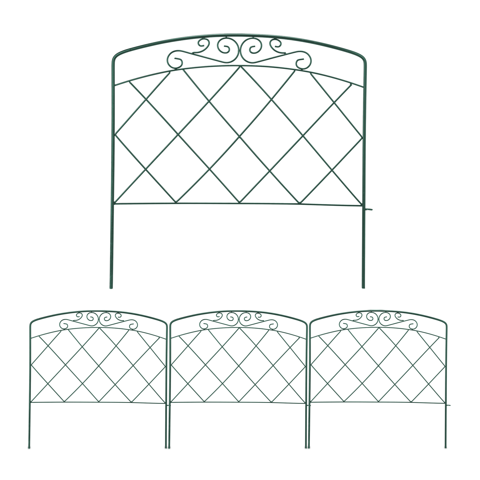 Valla metálica verde Borduras para jardín set de 4 Delimitadores de jardín acero