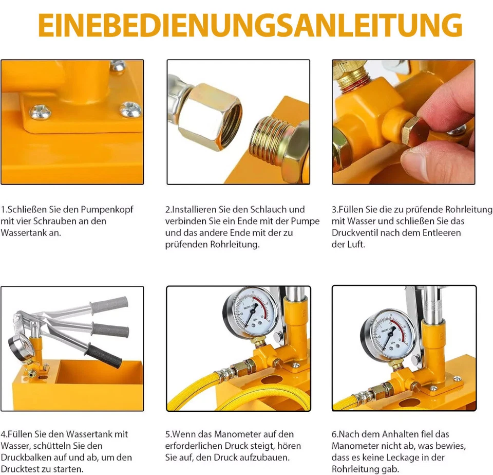 Befüllpumpe 25bar Handpumpe Prüfpumpe Testpumpe Heizung Wasser Pumpe Solar - Bild 4 von 4