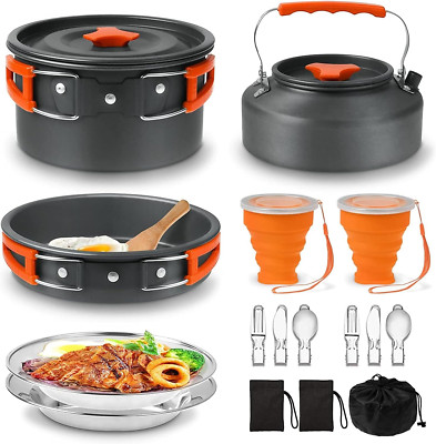 Camping Cooking Set Camping Cookware Outdoor Aluminum Mess Kit with Frying Pan,