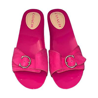 Coach Hot Pink Bleeker Suede Slip On Sandals Adjustable Buckle Size 9 | eBay