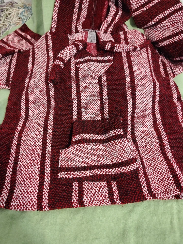 All Cotton Soft Baja Mexican Poncho Fleeced Inside Youth Size 8 NO SYNTHETICS - Image 3 of 4